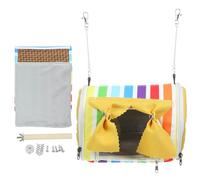 HIAKDOFT Hamaca para Pájaros Pequeña Color Arcoíris Amarilla Cama Colgante de Tela Resistente para Loros y Periquitos Nido Cálido para Jaulas de Interior Accesorio para Aves Domésticas