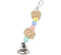 HIAKDOFT Juguete Colgante para Periquitos de Natural Resistente al Desgaste para Masticar y Estimular Instintos con Campana para Entrenamiento de Equilibrio y Bienestar del Ave