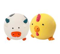 HIAKDOFT Juguetes para Perros y Cachorros 2 Piezas de Látex Masticable Resistente con Sonido Chirriante, Diseño de Pollo y Vaca, Ideales para Adiestramiento y Juego Interactivo en Interior