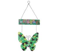HIAKDOFT Letrero De Bienvenida De Hierro Para Jardín Placa Decorativa Diseño De Mariposas Colgante De Pared Para Decoración De Entrada y Exterior