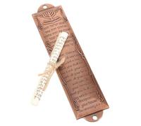 HIAKDOFT Mezuzah Metálica Vintage Acabado Rojo para Decoración de Puerta Religiosa Placa Artesanal Israelí para Bendición y Protección del Hogar