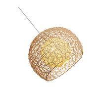 HIAKDOFT Pantalla de Lámpara Colgante de Ratán Tejido 25 CM Estilo Sudeste Asiático Lámpara de Techo Decorativa para Restaurante y Comedor Cubierta de Araña Natural Iluminación