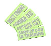 HIAKDOFT Parches Reflectantes para Perro de Servicio Resistentes al Desgaste Juego de 4 Unidades Portátiles para Arnés de Mascotas Accesorio Ligero y Transpirable para Uso Exteriores