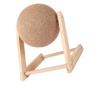 HIAKDOFT Rascador para Gatos Grande Forma de L Bola Rascadora Estable de Sisal Natural Resistente a Arañazos Base de Madera Maciza Antideslizante para Uso Interiores y Habitaciones