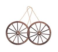 HIAKDOFT Ruedas De Carreta De Madera Rústica Para Colgar Pared, Decoración Vintage Del Oeste Para Hogar y Jardín, Set 2 Piezas Pequeño 20 Cm, Ornamento Campestre Artesanal