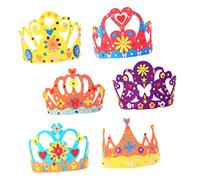 HIAKDOFT Sombrero De Rey Infantil Diy De Fieltro Sin Tejer Multicolor, 6 Unidades, Material Manualidades Para Cumpleaños y Fiestas Infantiles