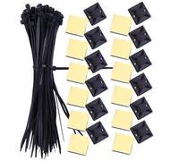 HIAKDOFT Soportes Adhesivos para Cables con Base para Bridas Organizador Multiusos Negro para Gestión y Sujeción de Cables Hogar y Oficina Kit Unidades