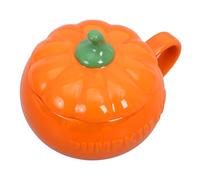 HIAKDOFT Taza de Cerámica con Tapa para Halloween Taza Calabaza Mediana Diseño Resistente al Calor para Desayuno y Bebidas