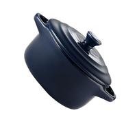 HIAKDOFT Tazón de para Guisos con Doble Asa y Tapa Compatible con Microondas y Horno Bowl para Cocina Color Azul Oscuro