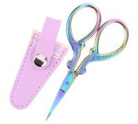 HIAKDOFT Tijeras de Bordado Pequeñas de Acero Inoxidable con Funda de Piel Cuadros Ligeras y Portátiles para Costura Manualidades y Scrapbooking Diseño Ergonómico para Diario