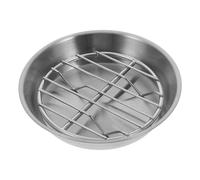 HIAKDOFT utensilios para hornear inoxidable interrogatorio plato Hornada estante bandeja para hornear redonda bandeja de parrilla para horno acero inoxidable 304 Plata