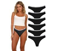 Hialegion Braga de Algodón no Marca Femenina Bikini Transpirable y Suave Talla Grande Negro 6Uds 2XL