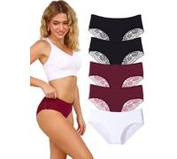 Hialegion Bragas para Mujer con Encaje, Sin Costuras,Braguita-Bikini con Diseño Criss-Cross Sexy,Ropa Interior Ajustadas y Transpirables para Mujeres,5PCS XL