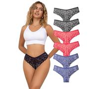 Hialegion Brasileñas Mujeres Encaje,Lencería Transpirables y Sin Costuras para Mujer, Braga-Culotte con Puntilla para Fémina Pack de 6 XL