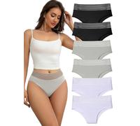 Hialegion Mujeres Bragas de Algodón,Pack Multitud,Culotte con Cinturón Ancho para Chica,Femenino Ropa Interrior Ajustadas,Suaves y Cómodas L