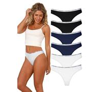 Hialegion Slip de Algodón con Cinturón a Puntos para Mujer, Hipster Deportiva Braga Lencería para Mujer, 6 Piezas Talla S