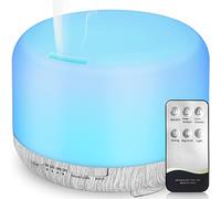 Hianjoo Aroma Diffuser Humidificador 450ml Humidificador Ultrasónico Aromaterapia Lámpara LED Colorida con Función Control Remoto para Yoga Salon SPA Vivir,Dormir, Bañarse, Hotel, Gris Claro