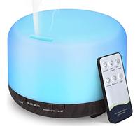 Hianjoo Aroma Diffuser Humidificador 450ml Humidificador Ultrasónico Aromaterapia Lámpara LED Colorida con Función Control Remoto para Yoga Salon SPA Vivir,Dormir, Bañarse, Hotel, Negro