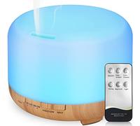 Hianjoo Aroma Diffuser Humidificador 450ml Humidificador Ultrasónico Aromaterapia Lámpara LED Colorida con Función Control Remoto para Yoga Salon SPA Vivir,Dormir, Bañarse, Hotel, Marrón