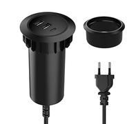 Hianjoo Cargador USB 45W 3 Puertos, Cargador Escritorio 2 USB + 1 Tipo C Estación de Carga Poder del Ojal de Escritorio para Orificio Recortado de 5 cm/6 cm