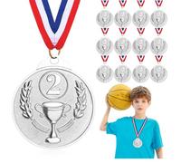 Hianjoo Medallas de Metal, Paquete de 12 Medalla de Ganador de Plata de Aleación de Zinc para Concursos Deportivos Futbol Baloncesto Tenis Fiesta Regalo Ortografía Abejas Medalla de Plata para Niños