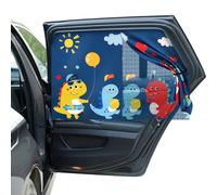 Hianjoo Parasol Coche con protección UV, Magnético de Doble Capa para Ventanas Laterales Cubierta de Sombra de Doble Apertura para Protección contra el Calor/UV, Globo y Dinosaurio