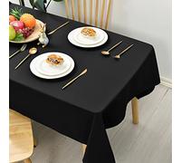 Hiasan - Mantel de mesa liso repelente a las manchas con efecto loto, ligeramente impermeable, tela para mesa, Negro, 100x100 cm