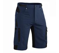 Hiauspor Pantalones cortos de bicicleta de montaña para hombre, pantalones de ciclismo MTB, pantalones de ciclismo, bicicleta de senderismo ligera de secado rápido para exteriores (Marino oscuro, XXL)