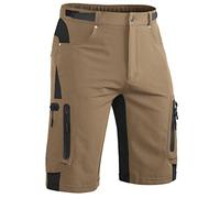 Hiauspor Pantalones Cortos de Bicicleta de montaña para Hombre, Pantalones de Ciclismo MTB, Pantalones de Ciclismo, Bicicleta de Senderismo Ligera de Secado rápido para Exteriores (Caqui, 3XL)