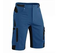 Hiauspor Pantalones Cortos de Bicicleta de montaña para Hombre, Pantalones de Ciclismo MTB, Pantalones de Ciclismo, Bicicleta de Senderismo Ligera de Secado rápido para Exteriores (Índigo, M)