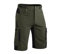 Hiauspor Pantalones Cortos de Bicicleta de montaña para Hombre, Pantalones de Ciclismo MTB, Pantalones de Ciclismo, Bicicleta de Senderismo Ligera de Secado rápido para Exteriores (Verde, XL)