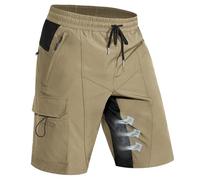 Hiauspor Pantalones cortos de senderismo para hombre, pantalones cortos de MTB, ligeros, de secado rápido, bermudas cargo chino con 5 bolsillos, pantalones cortos de senderismo para exterior, trekking