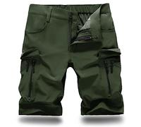 Hiauspor Pantalones cortos para hombre, de verano, ligeros, cargo con 7 bolsillos, bermudas, pantalones de senderismo, pantalones cargo para hombre, pantalones cortos de MTB, pantalones de ciclismo