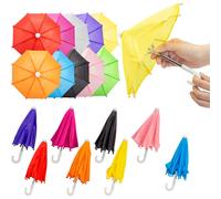 Hiawbon 1:6 Scale 8 Pcs Miniature Umbrellas Adjustable Mini Colorful Sunny Rainy Umbrella for 18 Inch People Decoration