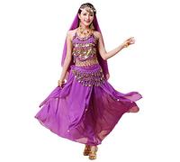 Hibasing Danza del Vientre Disfraz para Mujer - Halloween Carnaval Indio árabe Bailando Rendimiento Conjunto de Atuendo