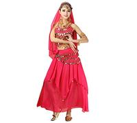 Hibasing Danza del Vientre Disfraz para Mujer - Halloween Carnaval Indio árabe Bailando Rendimiento Conjunto de Atuendo