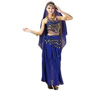 Hibasing Danza del Vientre Disfraz para Mujer - Halloween Carnaval Indio árabe Bailando Rendimiento Conjunto de Atuendo