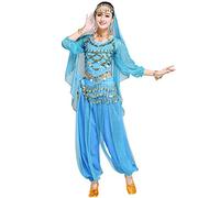 Hibasing Mujer Danza del Vientre Conjunto de Trajes Bollywood Indio árabe Carnaval Bailando Rendimiento Lentejuela Disfraz