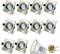 HiBay 10x Downlight LED Techo Empotrable GU10 Cuadrada Giratorios 30°5W Blanco Cálido 3000K Corte 68-80mm AC 220-240V Foco Empotrable LED Techo Ojo de Buey