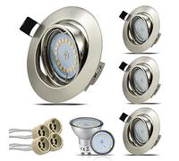 HiBay 4x Downlight LED Techo Empotrable GU10 Redondo Giratorios 30°5W Blanco Cálido 3000K Corte 68-80mm AC 220-240V Foco Empotrable LED Techo Ojo de Buey