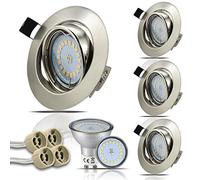 HiBay 4x Downlight LED Techo Empotrable GU10 Redondo Giratorios 30°5W Blanco Neutro Corte 68-80mm AC 220-240V Foco Empotrable LED Techo Ojo de Buey