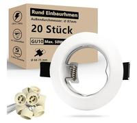 HiBay Focos empotrables GU10,20x Marco Focos gu10 Blanco,Corte 65-68mm,Para Lámparas De Led O Halógena,Marcos Downlight Empotrado Ojos de Buey con Portalamparas GU10
