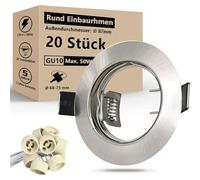 HiBay Focos empotrables GU10,20x Marco Focos gu10,Corte 65-68mm,Para Lámparas De Led O Halógena,Inox Metálica,Marcos Downlight Empotrado Ojos de Buey con Portalamparas GU10