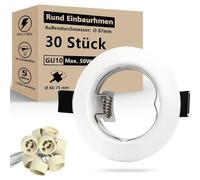 HiBay Focos empotrables GU10,30x Marco Focos gu10 Blanco,Corte 65-68mm,Para Lámparas De Led O Halógena,Incl.Zócalo GU10,Marco Empotrado Ojos de Buey