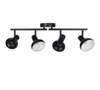 HiBay Lampara de Techo 4 Focos Orientable E14,Plafon led Techo Industrial Blanco y Negro Metal,Focos LED Interior Vintage para Salon Cocina Dormitorio Máximo 40W(Sin Bombilla)