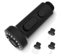 Hibbent 3 Modos Chorro Cabezal Grifo Cocina Extraible Recambio, Cocina del Aerosol Head Universal G1/2,Recambio de Múltiples Funciones 360°Giratorio, Rosca Macho, Negro