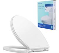 Hibbent Asiento de inodoro redondo de alta calidad con tapa de cierre silencioso, con un solo clic para liberación rápida, parachoques de asiento antideslizante de fácil instalación, asiento de