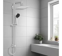 Hibbent Set de Ducha de Lluvia en Metal con Mano 3 Modos, Altura Ajustable, Kit sin Grifería, Válvula de Desvío en Latón, Cromado