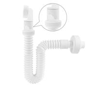 Hibbent Sifón de 1 1/4 Pulgadas: Desagüe Lavabo Ajustable a 360°, Sifón Ahorrador de Espacio para el Baño, Desagüe Fregadero con Trampa de Olores, Blanco