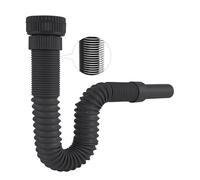 Hibbent Sifon Lavabo, Universal de 1-1/4” ó 1-1/2” (≈40 & 45mm), Sifón Lavabo Flexible Inodoro con Alambre de Acero Incrustado, y Salida de 32 mm, Para Lavabo de Cocina y Baño, Negro